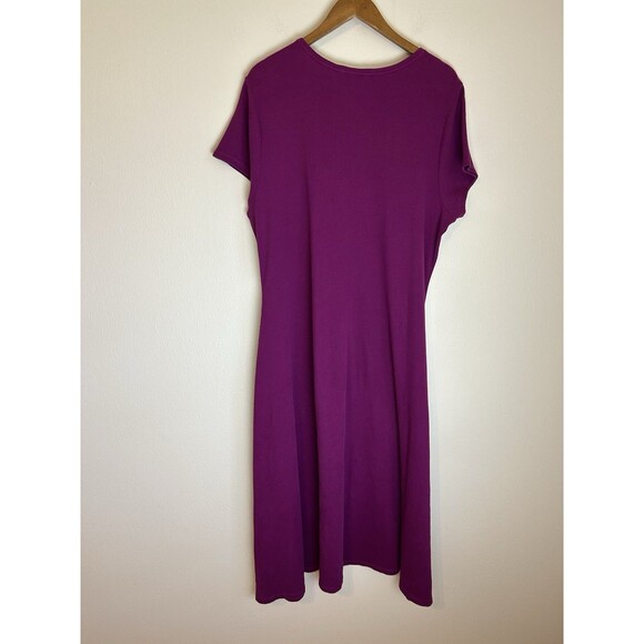 Lauren Ralph Lauren Womens 2X Henley Waffle Knit Dress Purple Midi Thermal - Picture 3 of 3